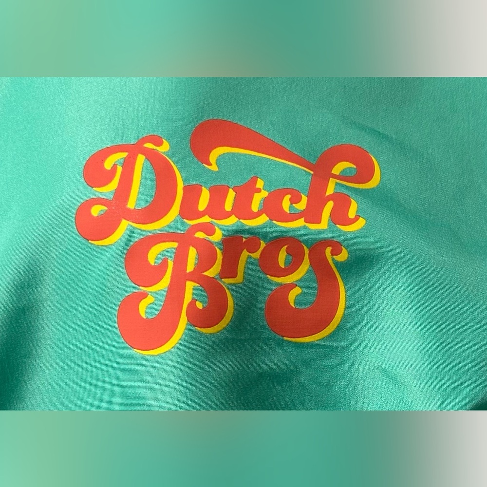 Dutch Bros 1/4 Zip Pullover Anorak Unisex Windbreaker Minty Green/yellow - Picture 2 of 9